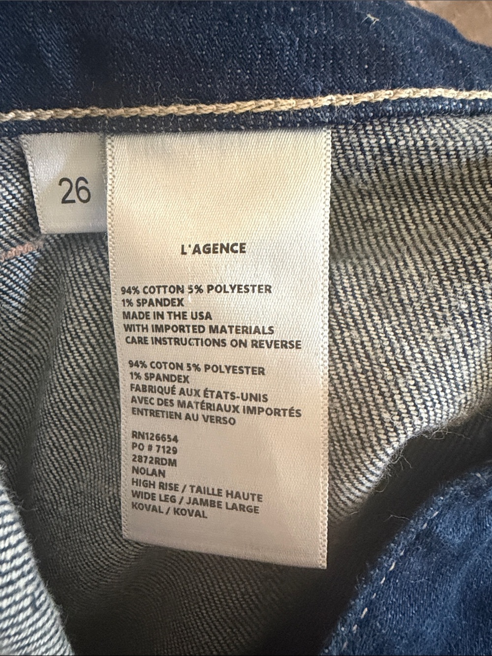 L'AGENCE Dark Blue High-Rise Wide Leg Jeans with Front Patch Pockets - Picture 7 of 8
